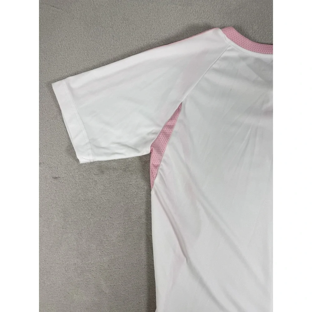 Vintage 2009 Adidas ClimaCool V-Neck Soccer Jersey White Pink Women's Size S - Picture 13 of 16
